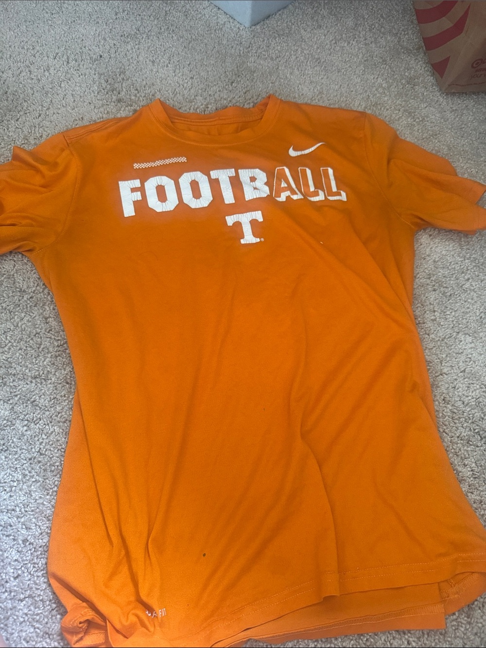 Nike Orange Kids Football Tee with White Logo